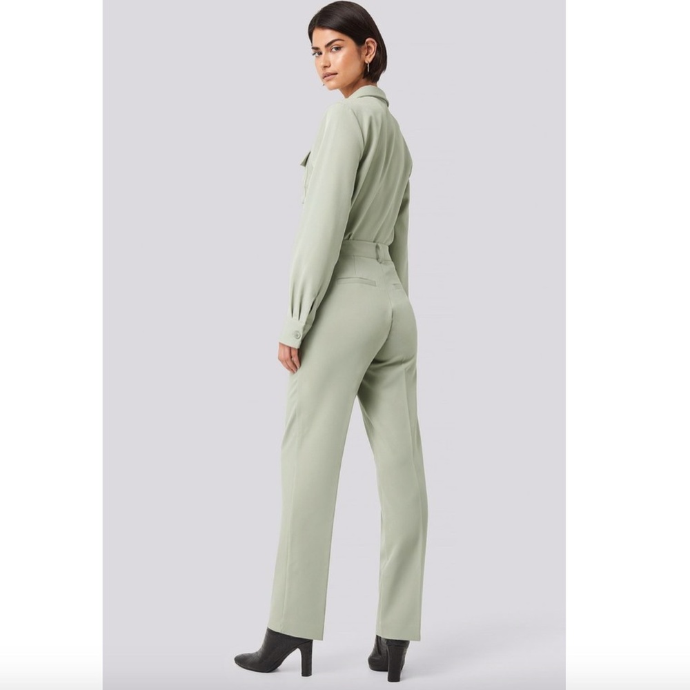 New NA-KD Straight Suit Pants Trousers - Green - Picture 3 of 11